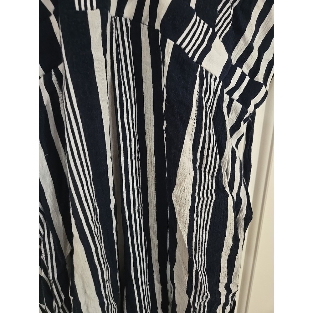 NY&Co Blue White Striped Off The Shoulder Jumpsuit Medium Wide Leg Summer - Picture 13 of 14